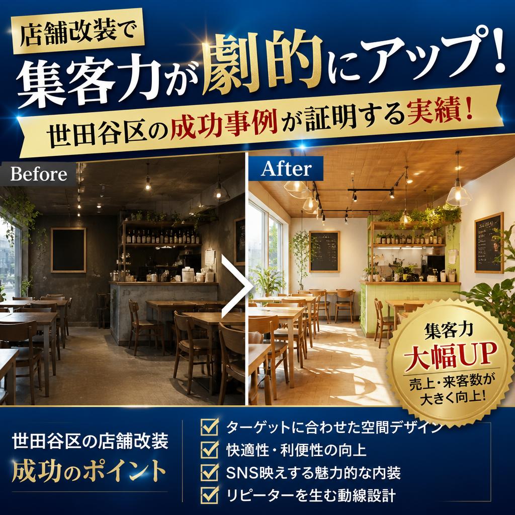 店舗改装で集客力が劇的にアップ！世田谷区の成功事例が証明する実績！